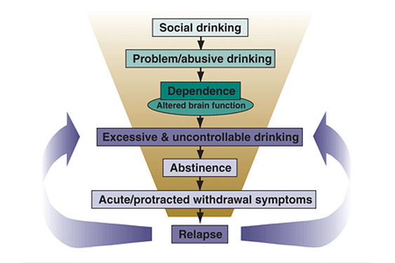 THe alcohlism and alcohol misuse cycle.