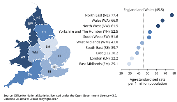 Drug deaths in England & Wales 2017